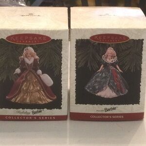 Vintage Holiday Barbie Keepsake Ornaments Lot of 2